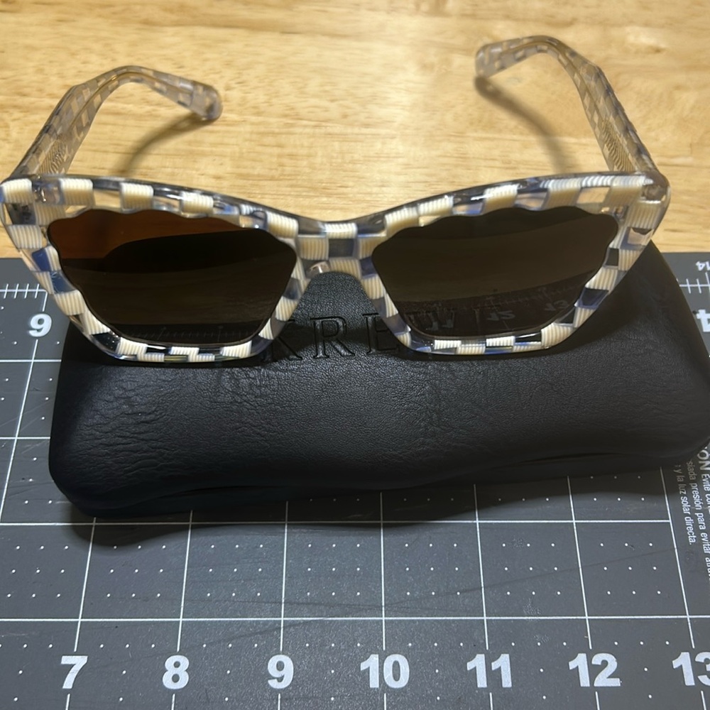 Krewe Brigitte Gingham over crystal sunglasses with case new style